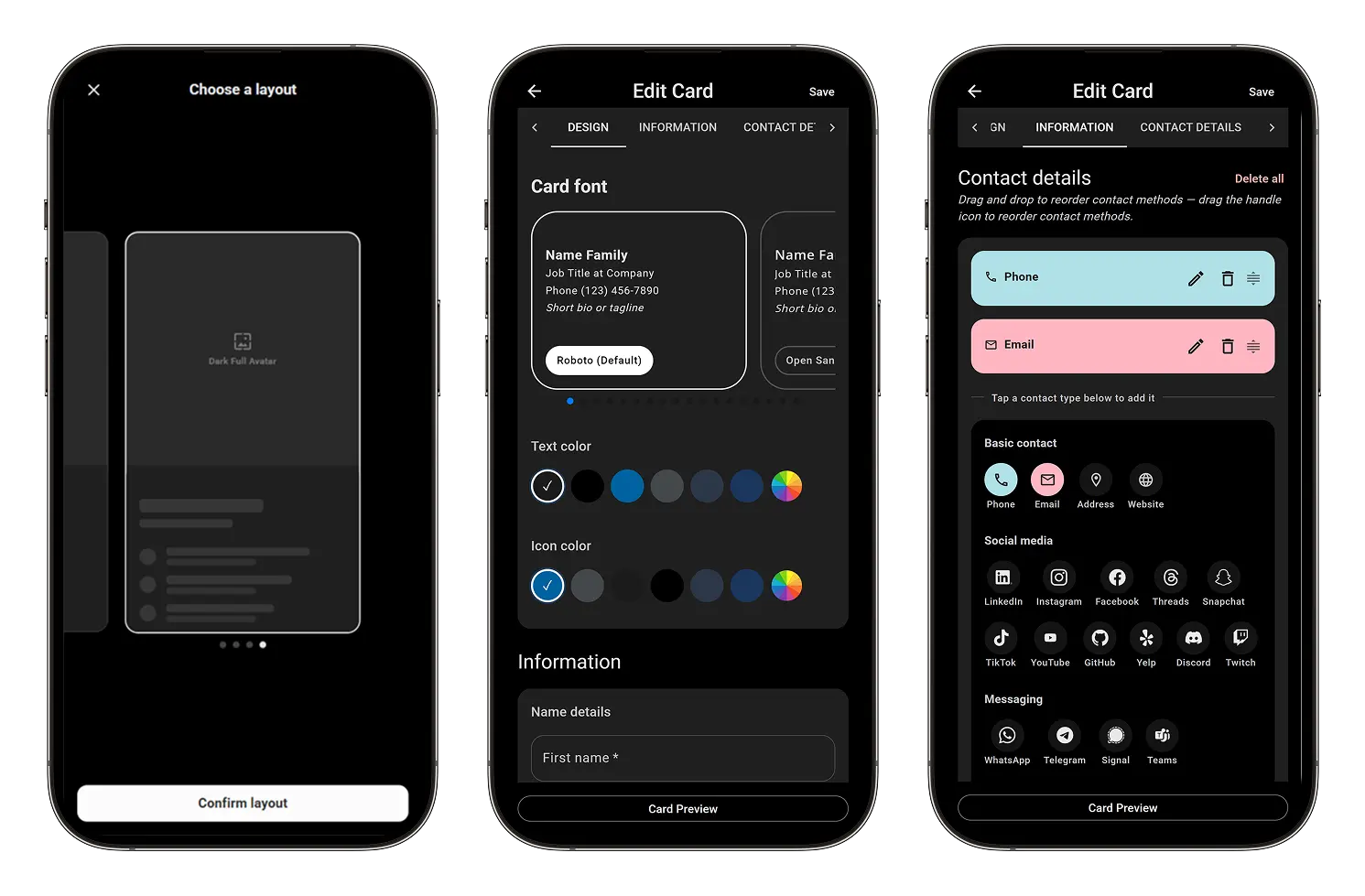 Gemcard Customization Engine Interface showing color and layout selection